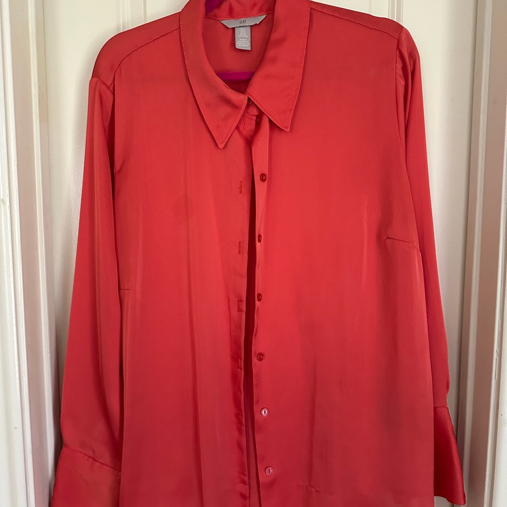 H&M Coral Button-Up Blouse